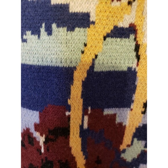 Anthropologie Maeve Scenic Min Sweater Dress Black Lavender Red Tan Motif Small - Picture 8 of 11